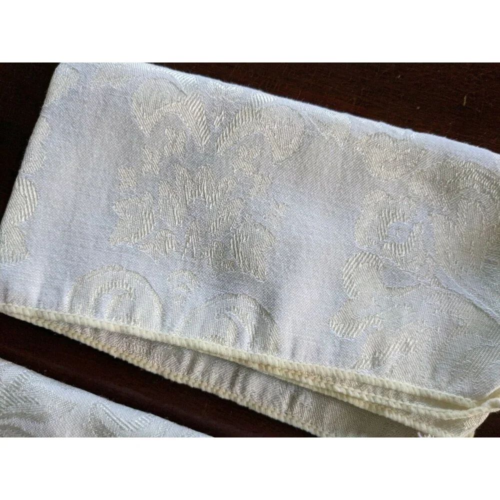 Fashion Industries Vintage Damask Napkins‎ Set Of 4 White Floral Cotton Blend